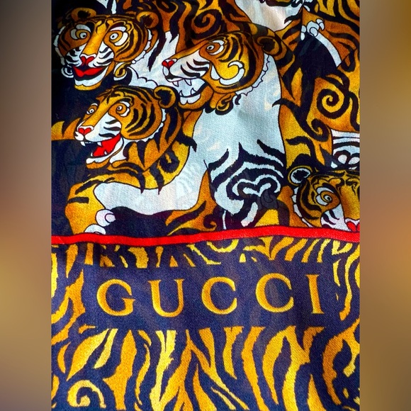 Gucci Accessories - Gucci Scarf Silk All Over Tiger Print 26”x74”